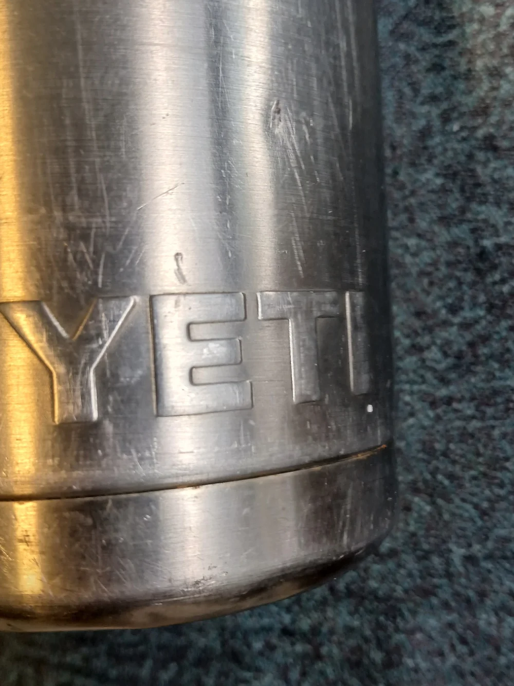 YETI Stainless Steel Travel Bottle - Silver with Black Lid Used